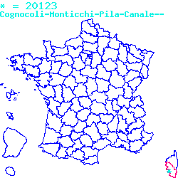 localisation du code postal 20123 Cognocoli-Monticchi sur la carte de France localisation sur le carte de Cognocoli-Monticchi 20123