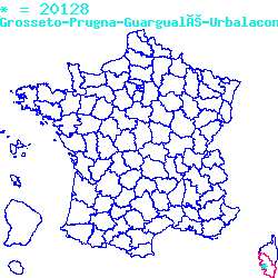 localisation sur le carte de Grosseto-Prugna 20128