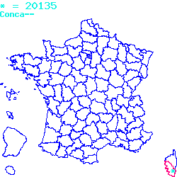 localisation du code postal 20135 Conca sur la carte de France localisation sur le carte de Conca 20135