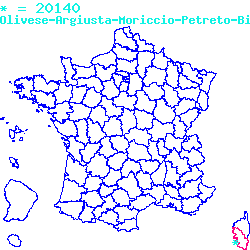 localisation du code postal 20140 Olivese sur la carte de France localisation sur le carte de Olivese 20140