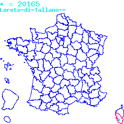 localisation du code postal 20165 Loreto-di-Tallano sur la carte de France localisation sur le carte de Loreto-di-Tallano 20165