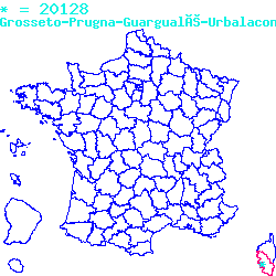 localisation du code postal 20128 Grosseto-Prugna sur la carte de France localisation sur le carte de Grosseto-Prugna 20128