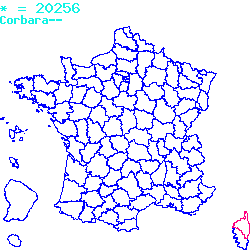 localisation du code postal 20256 Corbara sur la carte de France localisation sur le carte de Corbara 20256