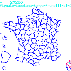 localisation du code postal 20290 Vignale sur la carte de France localisation sur le carte de Vignale 20290