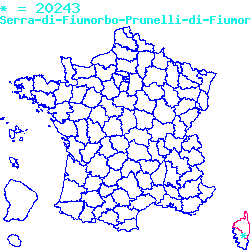 localisation du code postal 20243 Serra-di-Fiumorbo sur la carte de France localisation sur le carte de Serra-di-Fiumorbo 20243
