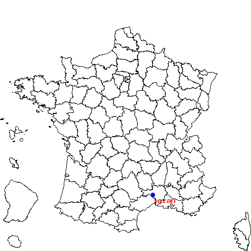 localisation sur le carte de lezan 