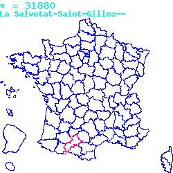 localisation sur le carte de La Salvetat-Saint-Gilles 31880