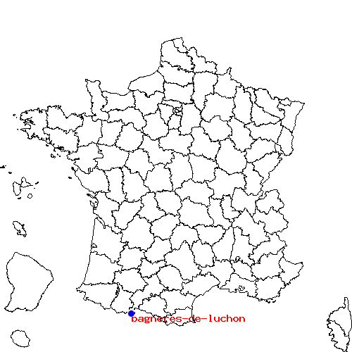 localisation sur le carte de bagneres-de-luchon 