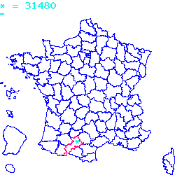 localisation du code postal 31480 Le Grès sur la carte de France localisation sur le carte de Le Grès 31480