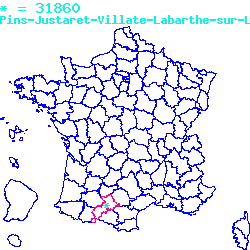 localisation sur le carte de Pins-Justaret 31860