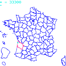 localisation du code postal 33300 Bordeaux sur la carte de France localisation sur le carte de Bordeaux 33300