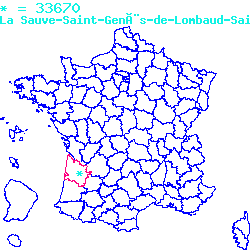 localisation sur le carte de La Sauve 33670