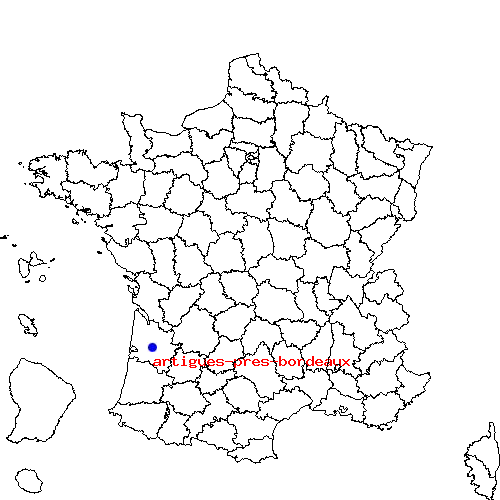 localisation sur le carte de artigues-pres-bordeaux 