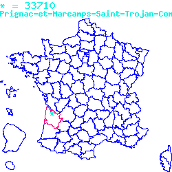 localisation du code postal 33710 Prignac-et-Marcamps sur la carte de France localisation sur le carte de Prignac-et-Marcamps 33710