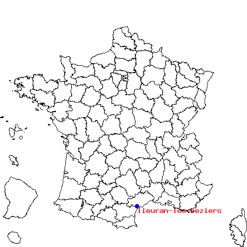 localisation sur le carte de lieuran-les-beziers 