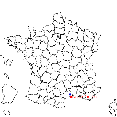 localisation sur le carte de prades-le-lez 