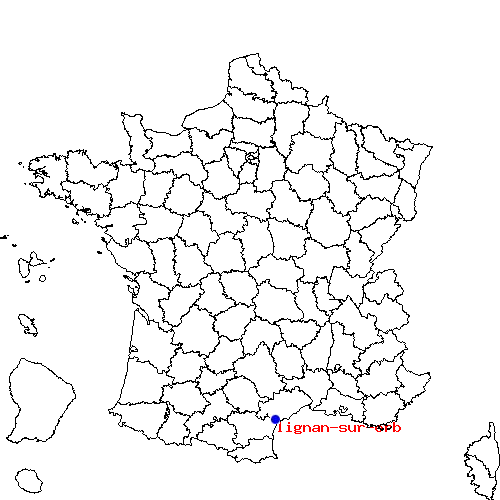 localisation sur le carte de lignan-sur-orb 