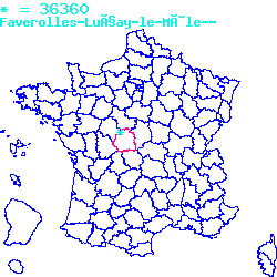 localisation sur le carte de Faverolles 36360