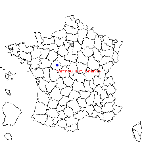 localisation sur le carte de vernou-sur-brenne 