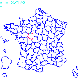 localisation du code postal 37170 Chambray-lès-Tours sur la carte de France localisation sur le carte de Chambray-lès-Tours 37170