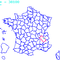 localisation du code postal 38100 Grenoble sur la carte de France localisation sur le carte de Grenoble 38100