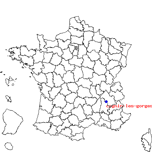 localisation sur le carte de cognin-les-gorges 