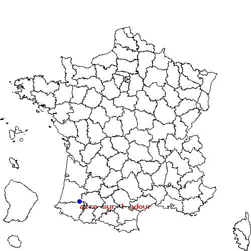 localisation sur le carte de aire-sur-l-adour 