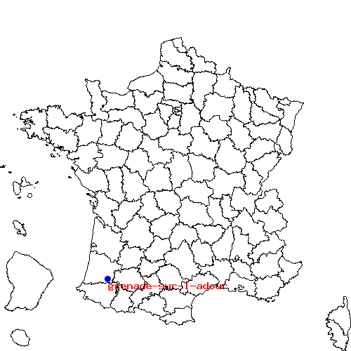 localisation sur le carte de grenade-sur-l-adour 