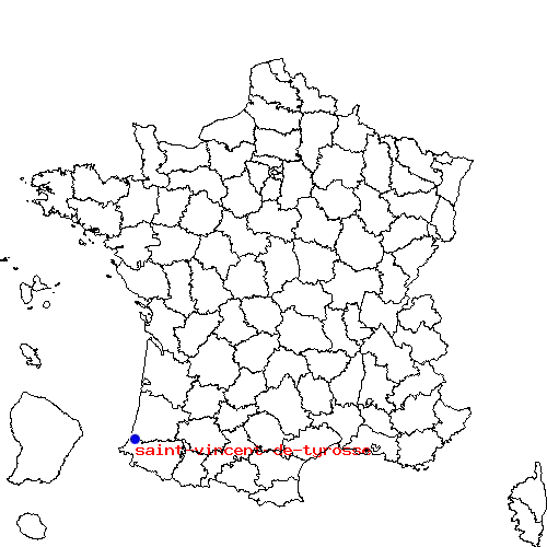 localisation sur le carte de saint-vincent-de-tyrosse 