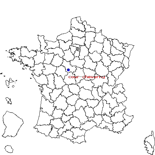 localisation sur le carte de cour-cheverny 