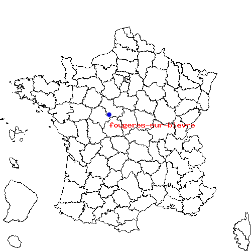 localisation sur le carte de fougeres-sur-bievre 