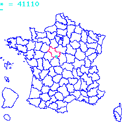 localisation du code postal 41110 Pouillé sur la carte de France localisation sur le carte de Pouillé 41110