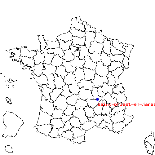 saint-priest-en-jarez sur la carte de France localisation sur le carte de saint-priest-en-jarez