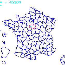 localisation du code postal 45100 Orléans sur la carte de France localisation sur le carte de Orléans 45100