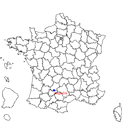 localisation sur le carte de aujols 
