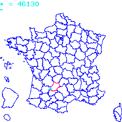 localisation du code postal 46130 Cornac sur la carte de France localisation sur le carte de Cornac 46130