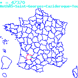 localisation du code postal 47370 Anthé sur la carte de France localisation sur le carte de Anthé 47370