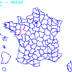 localisation du code postal 49100 Angers sur la carte de France localisation sur le carte de Angers 49100