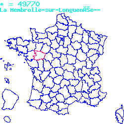 localisation du code postal 49770 La Membrolle-sur-Longuenée sur la carte de France localisation sur le carte de La Membrolle-sur-Longuenée 49770