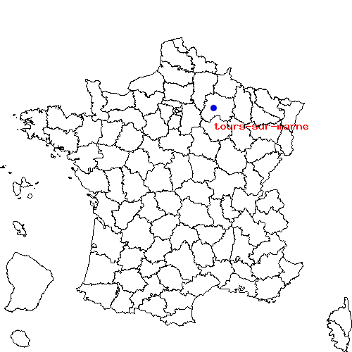 localisation sur le carte de tours-sur-marne 
