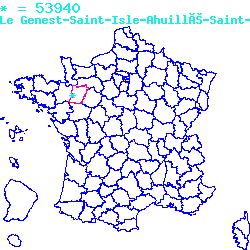 localisation du code postal 53940 Le Genest-Saint-Isle sur la carte de France localisation sur le carte de Le Genest-Saint-Isle 53940