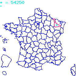 localisation du code postal 54250 Champigneulles sur la carte de France localisation sur le carte de Champigneulles 54250