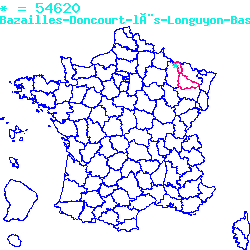 localisation sur le carte de Bazailles 54620