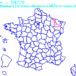 localisation sur le carte de Dommartin-sous-Amance 54770