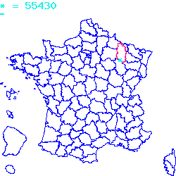 localisation du code postal 55430 Belleville-sur-Meuse sur la carte de France localisation sur le carte de Belleville-sur-Meuse 55430