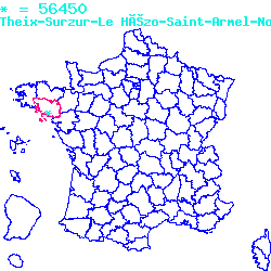 localisation sur le carte de Theix 56450
