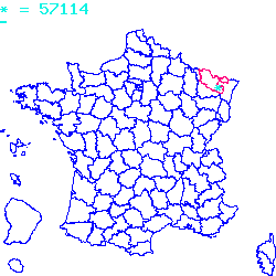 localisation sur le carte de Tritteling-Redlach 57114