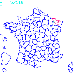 localisation sur le carte de Niderviller 57116