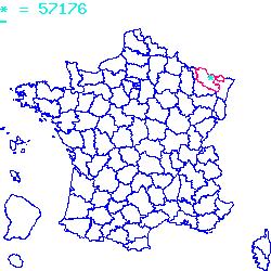 localisation du code postal 57176 Augny sur la carte de France localisation sur le carte de Augny 57176
