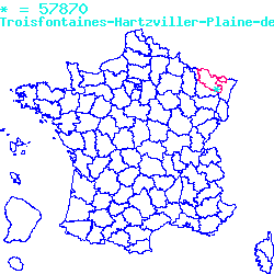 localisation du code postal 57870 Troisfontaines sur la carte de France localisation sur le carte de Troisfontaines 57870